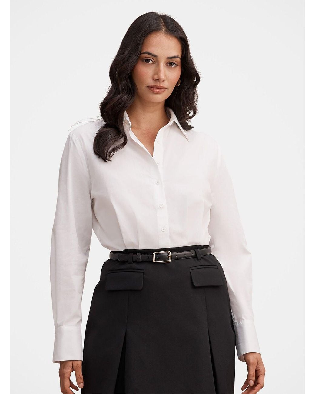 Forever New White Esme Belted Shirt Mini Dress