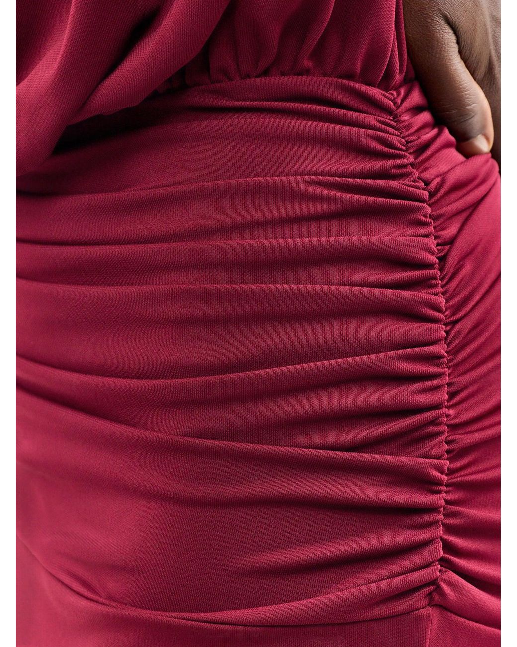 Club L London Red Umaira High Neck Maxi Dress Burgundy