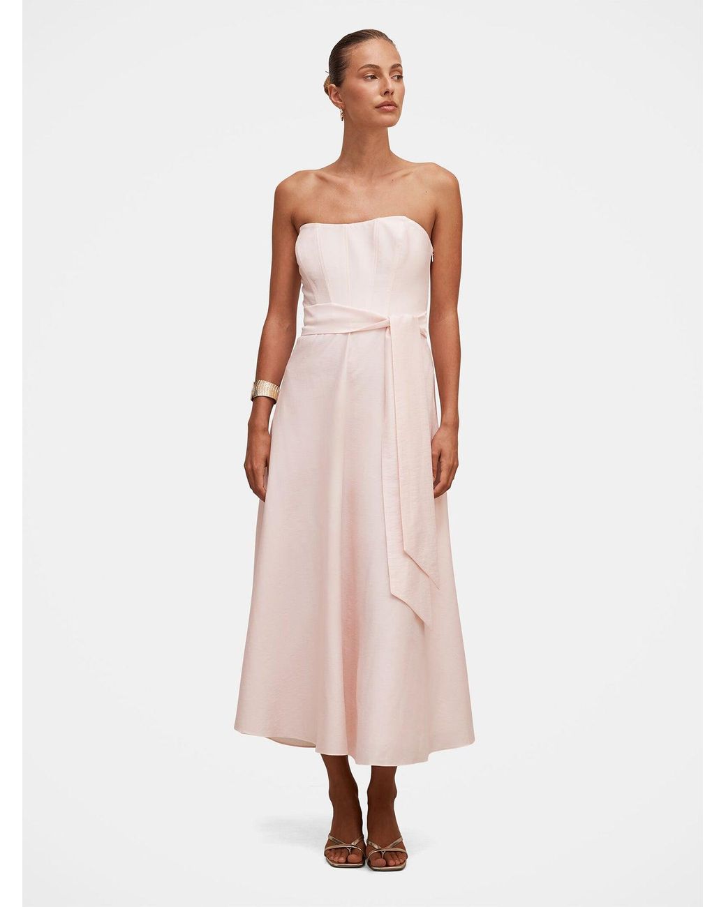 Forever New Pink Daniella Strapless Midi Dress