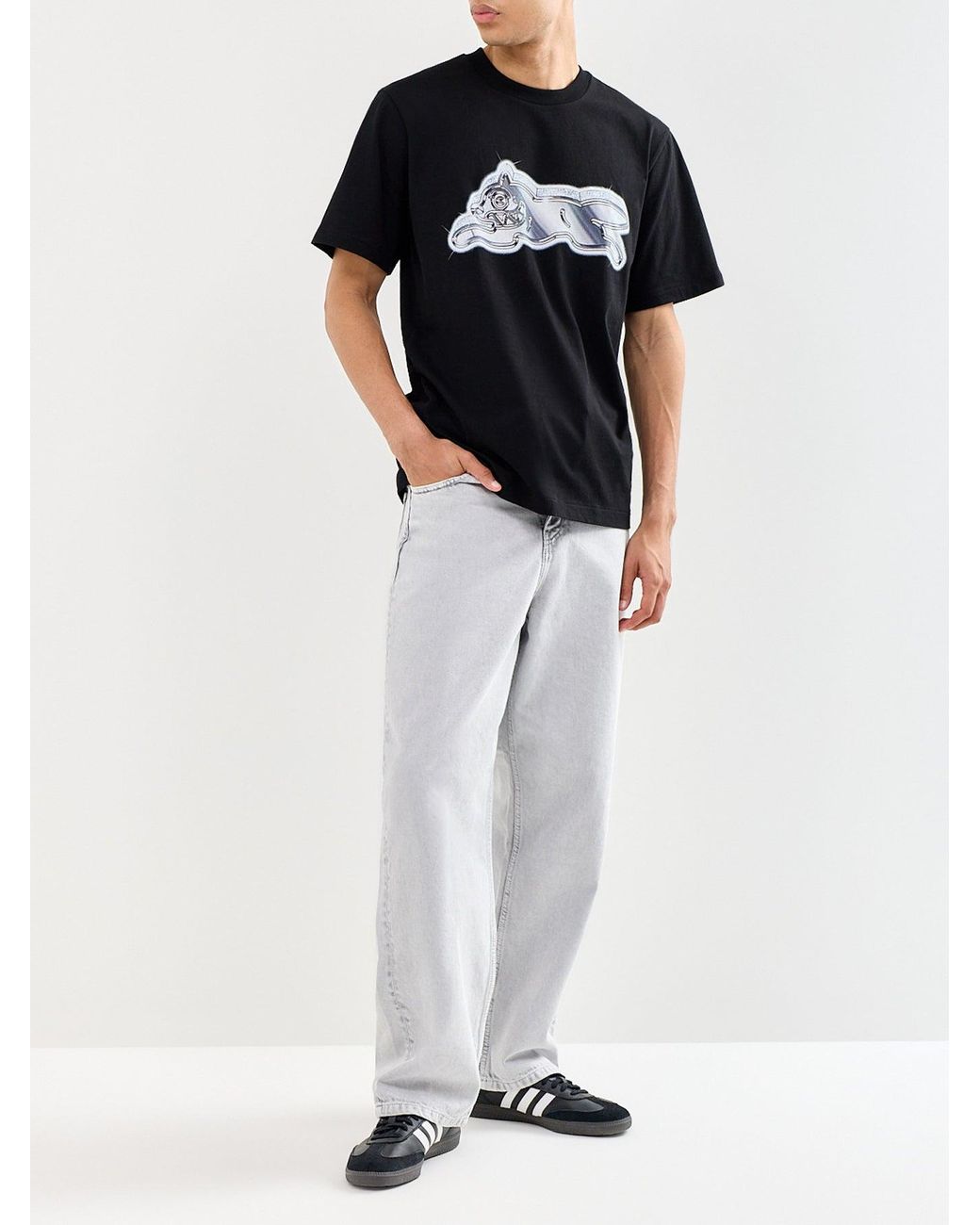 ICECREAM Black Iced Out Running Dog T-Shirt for men