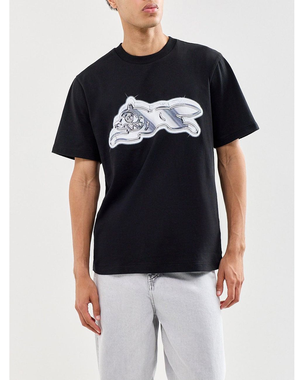 ICECREAM Black Iced Out Running Dog T-Shirt for men