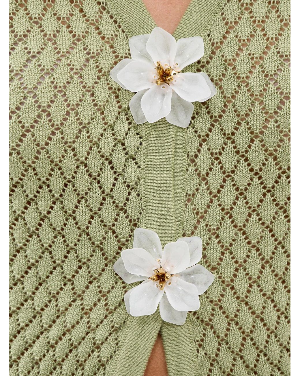 Pretty Lavish Green Imani Pointelle Knit Waistcoat