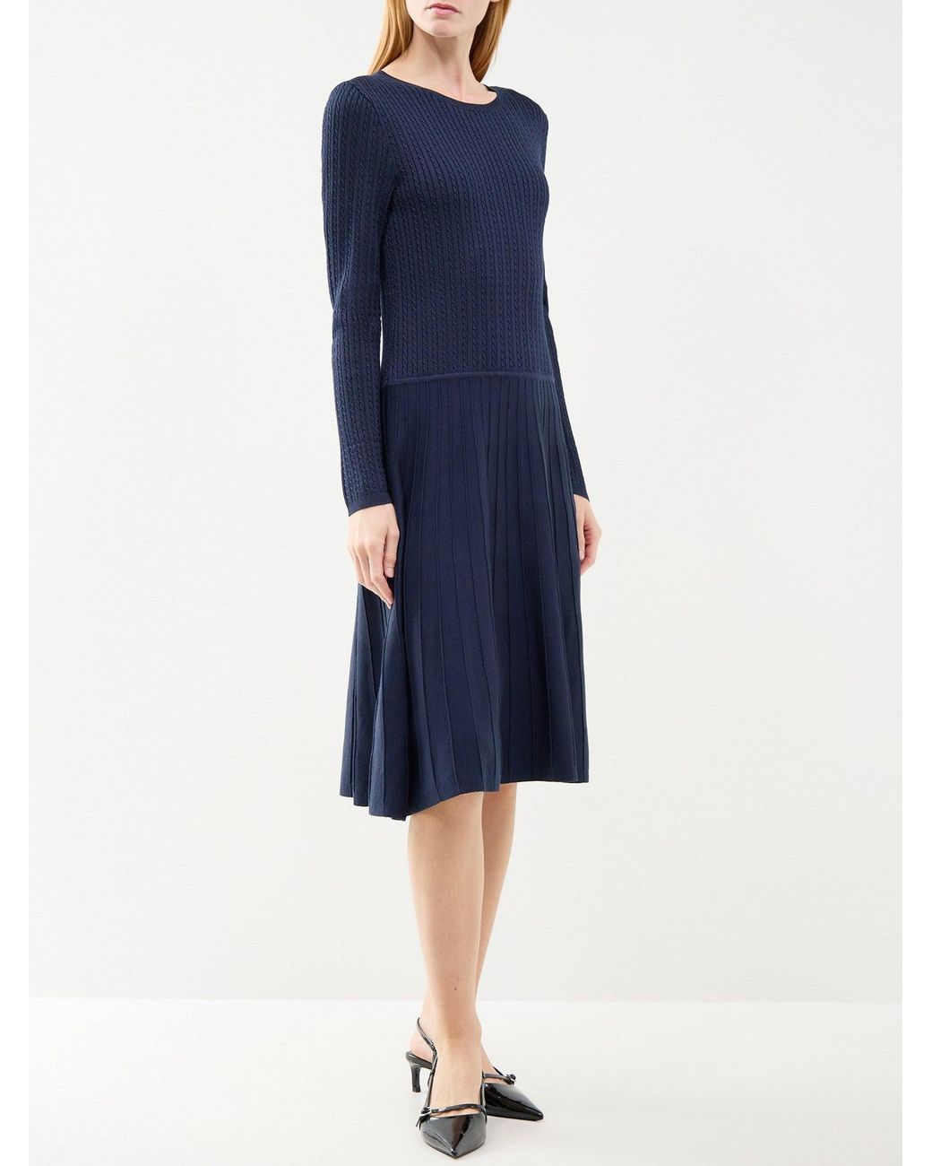 Ralph Lauren Blue Viscose & Cotton Blend Midi Jumper Dress