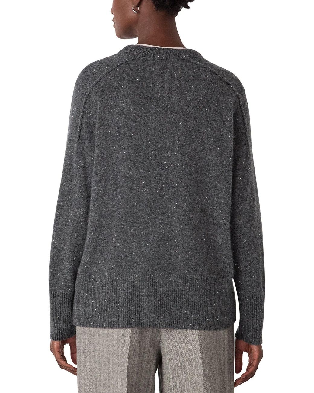 Whistles Gray Fleck Seam Neck Knit