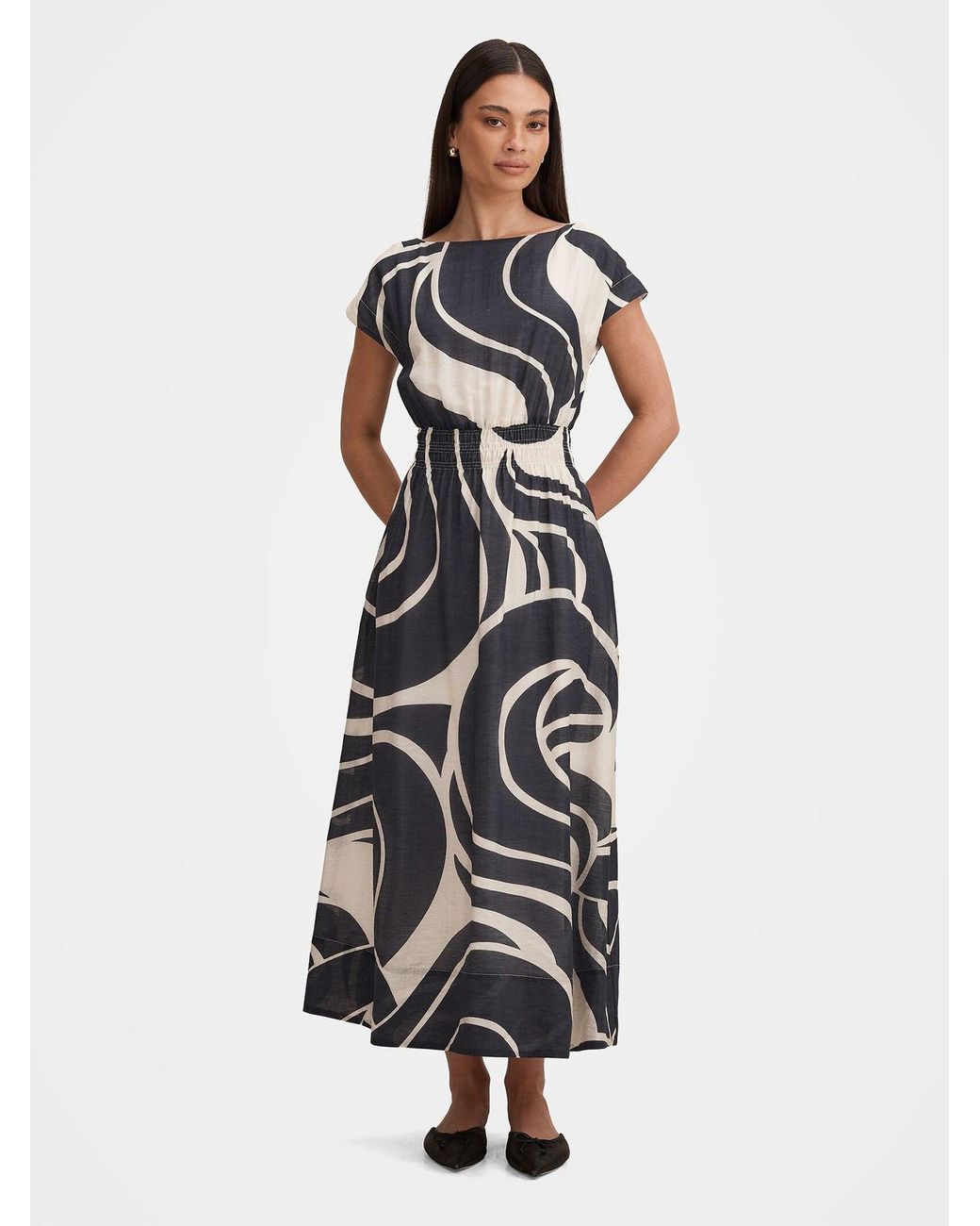 Forever New Blue Callie Elastic Waist Midi Dress