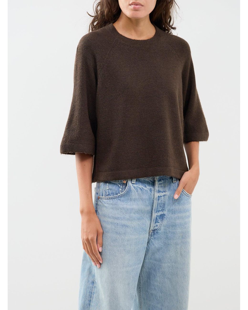ONLY Brown Simoni Three Quarter Sleeve Knitted Jumper