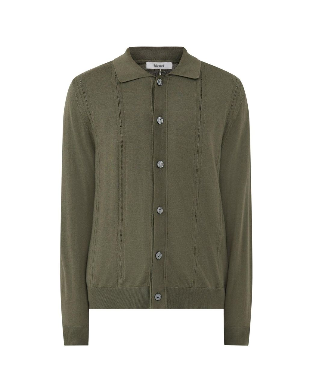 SELECTED Green Structured Polo Cardigan for men