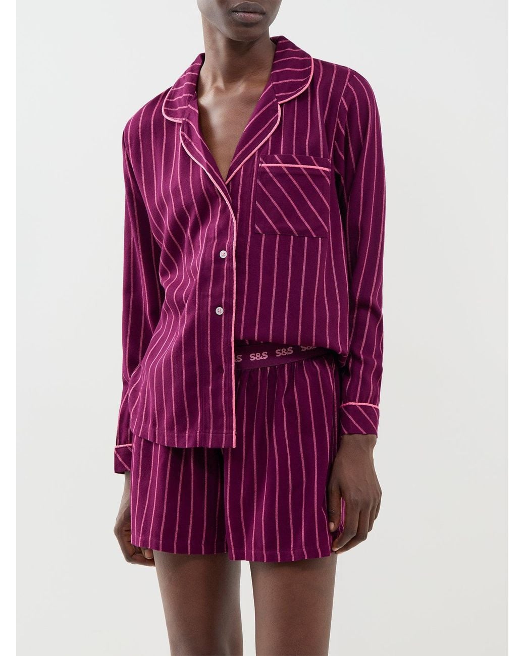 Stripe & Stare Purple Ecovero Pyjama Shorts – Cherry & Stripe