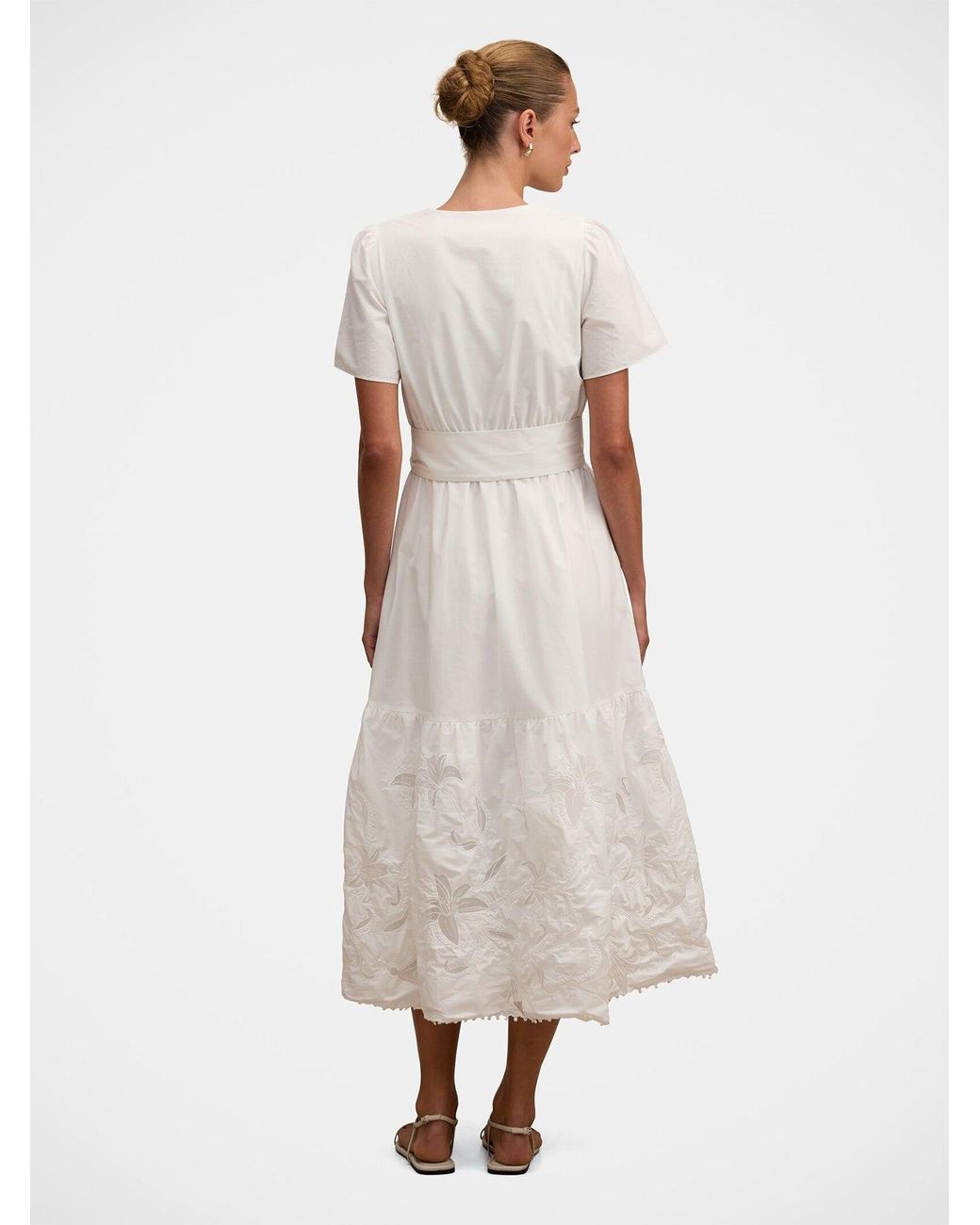Forever New White Matilda Embroidered Tie Midi Dress