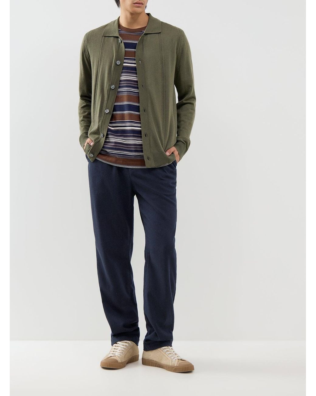 SELECTED Green Structured Polo Cardigan for men