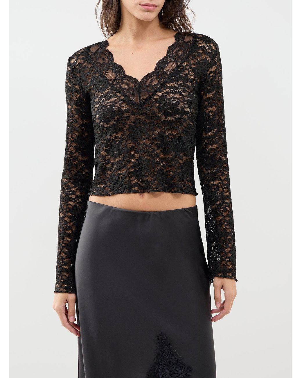 ONLY Black Nikka Long Sleeve Lace Top –