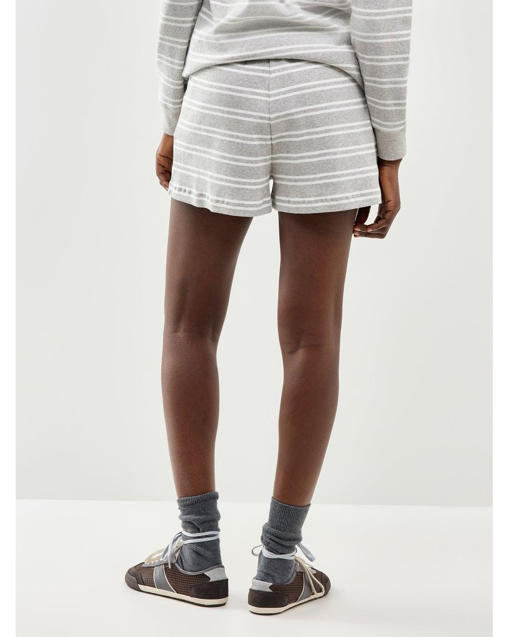 4th & Reckless White Chelsea Stripe Shorts, Cotton