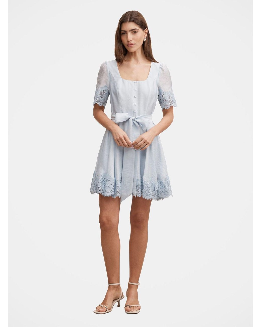 Forever New Blue Alana Lace Trim Mini Dress
