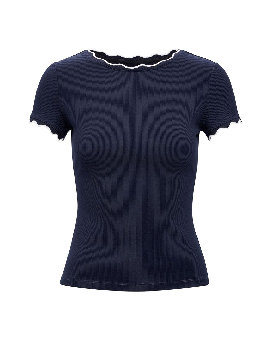 Forever New Blue Rebecca Scallop Trim T-Shirt