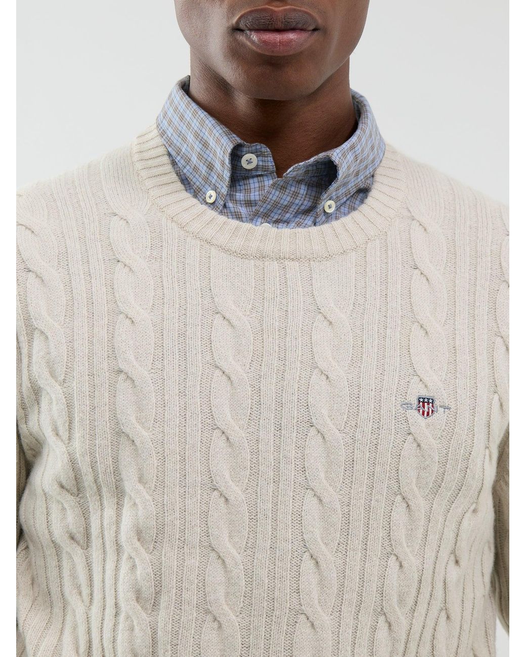 Gant Natural Cable Knit Crew Neck Jumper for men