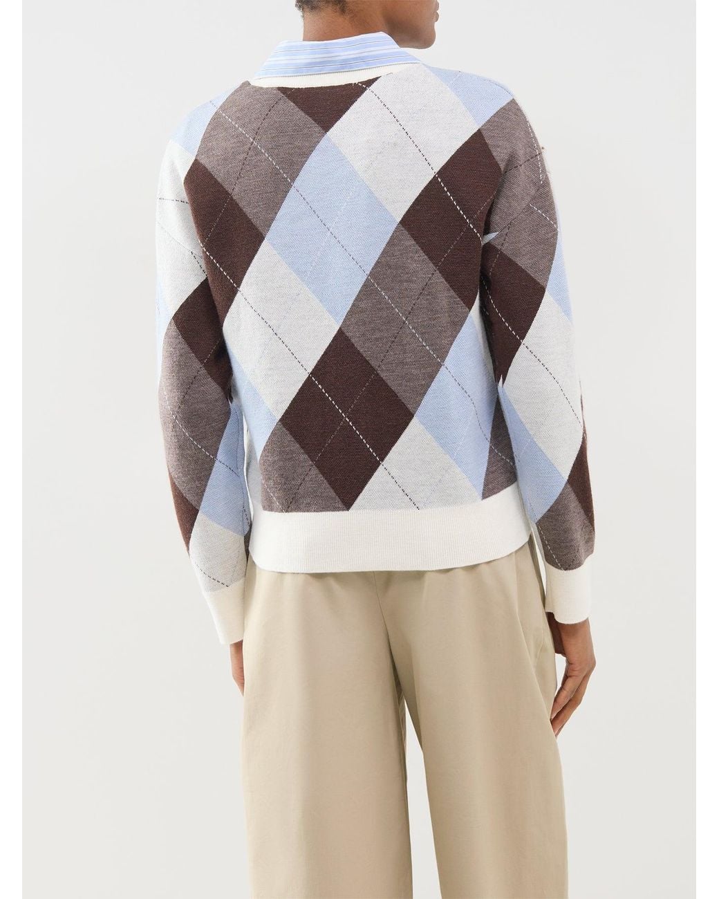 SELECTED Multicolor Thea Argyle Crew Neck Jumper