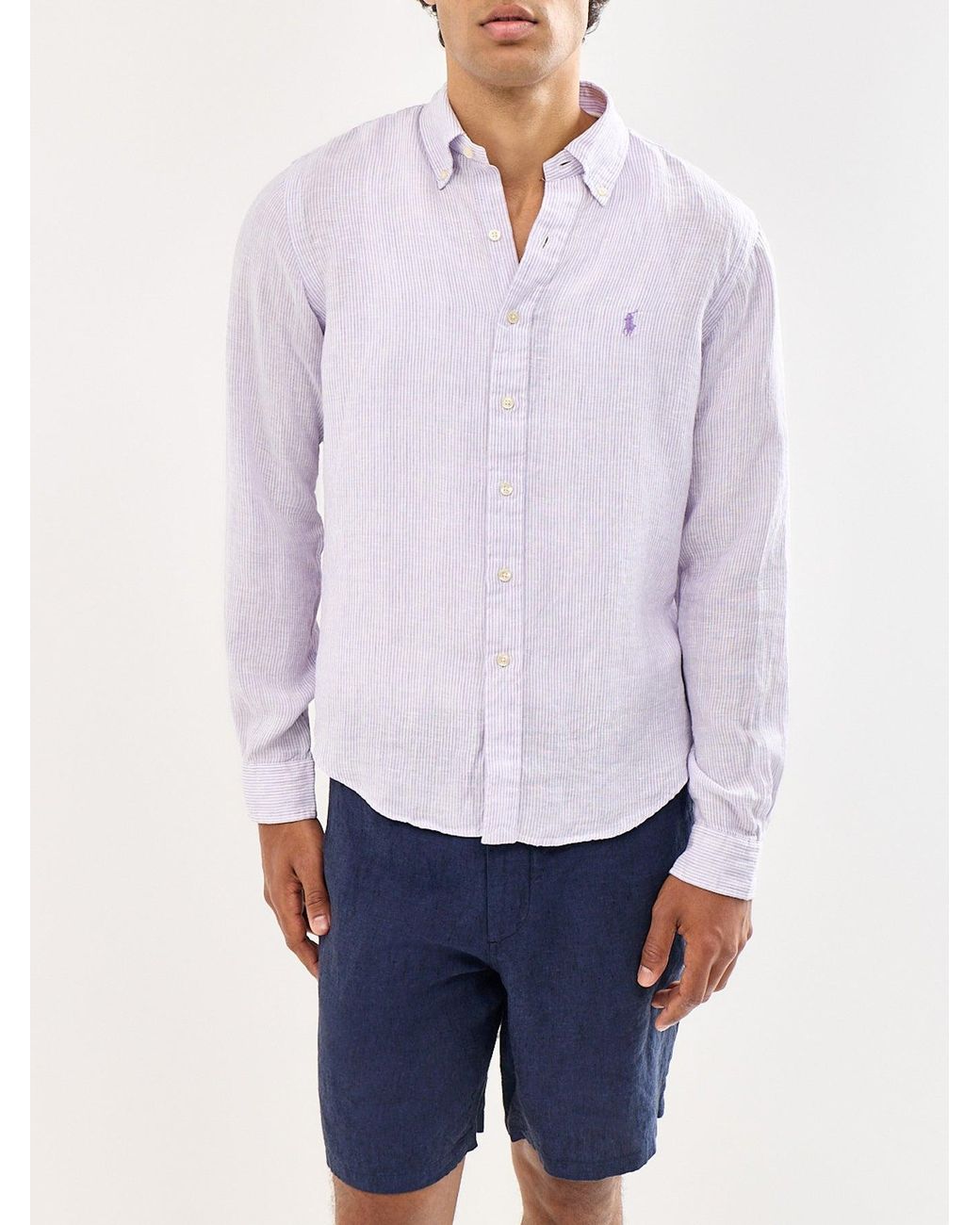 Polo Ralph Lauren White Custom Fit Pin Stripe Shirt for men
