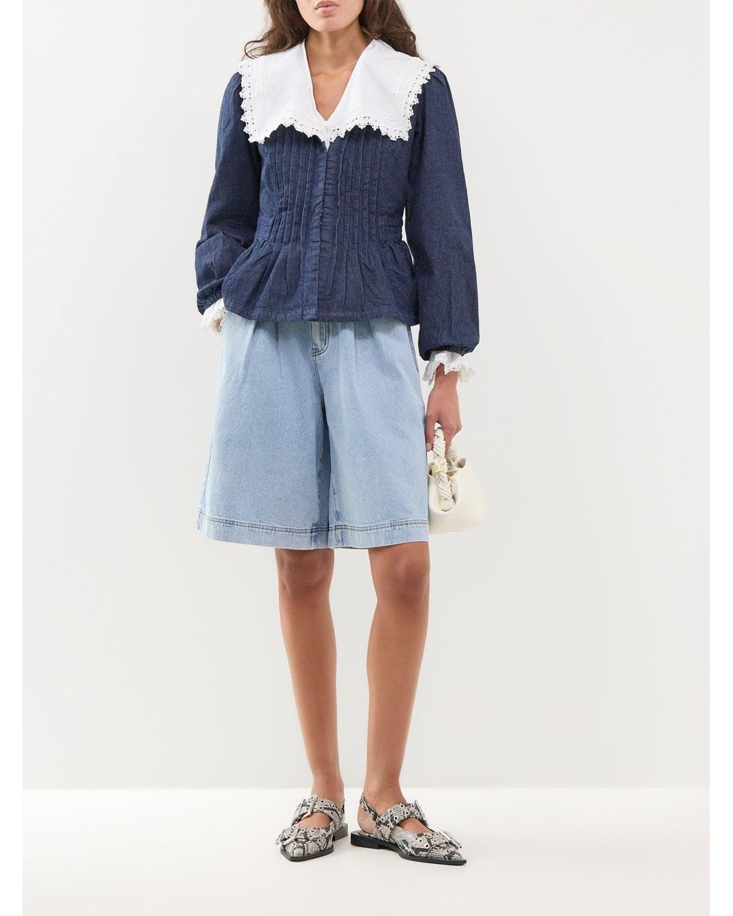 Nobody's Child Blue Cotton Tillie Denim Blouse
