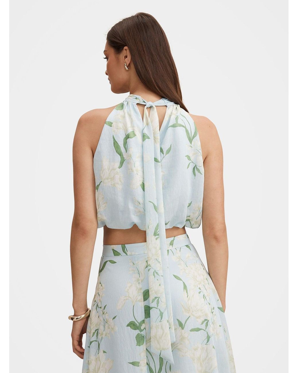 Forever New Blue Maisie Halter Neck Tie Top