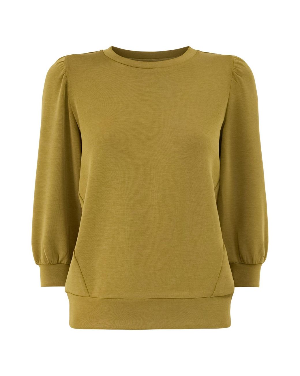SELECTED Green Tencel Modal Tenny Three-Quarter Sleeve Sweatshirt