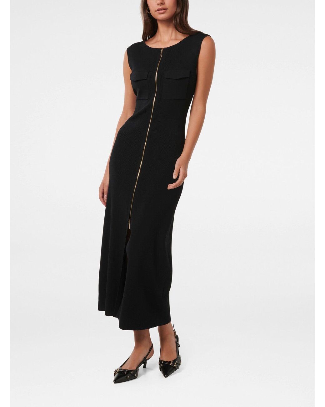 Forever New Black Harriet Zip Through Midi Dress