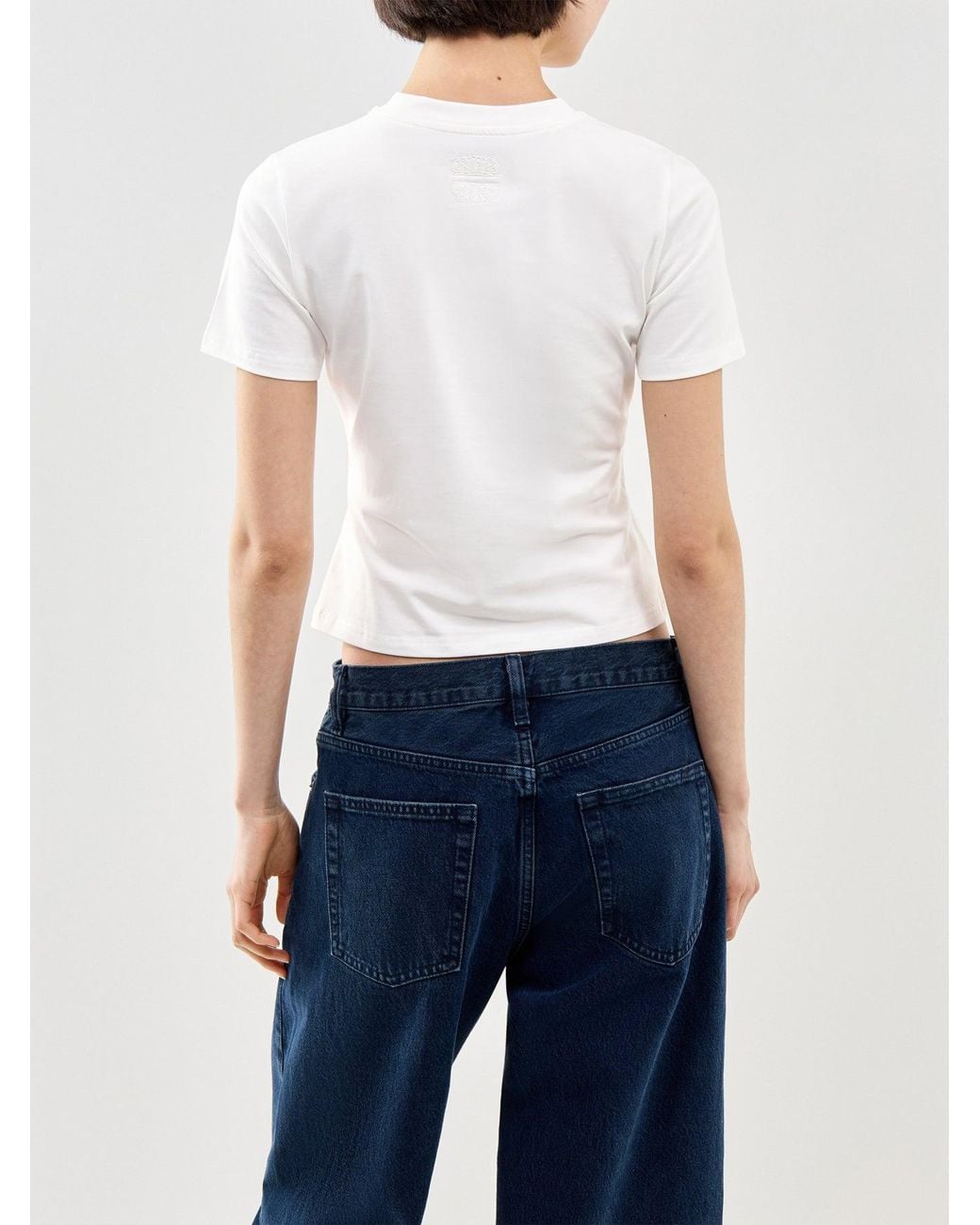 Never Fully Dressed White Blurred Floral Slim Graphic T-Shirt