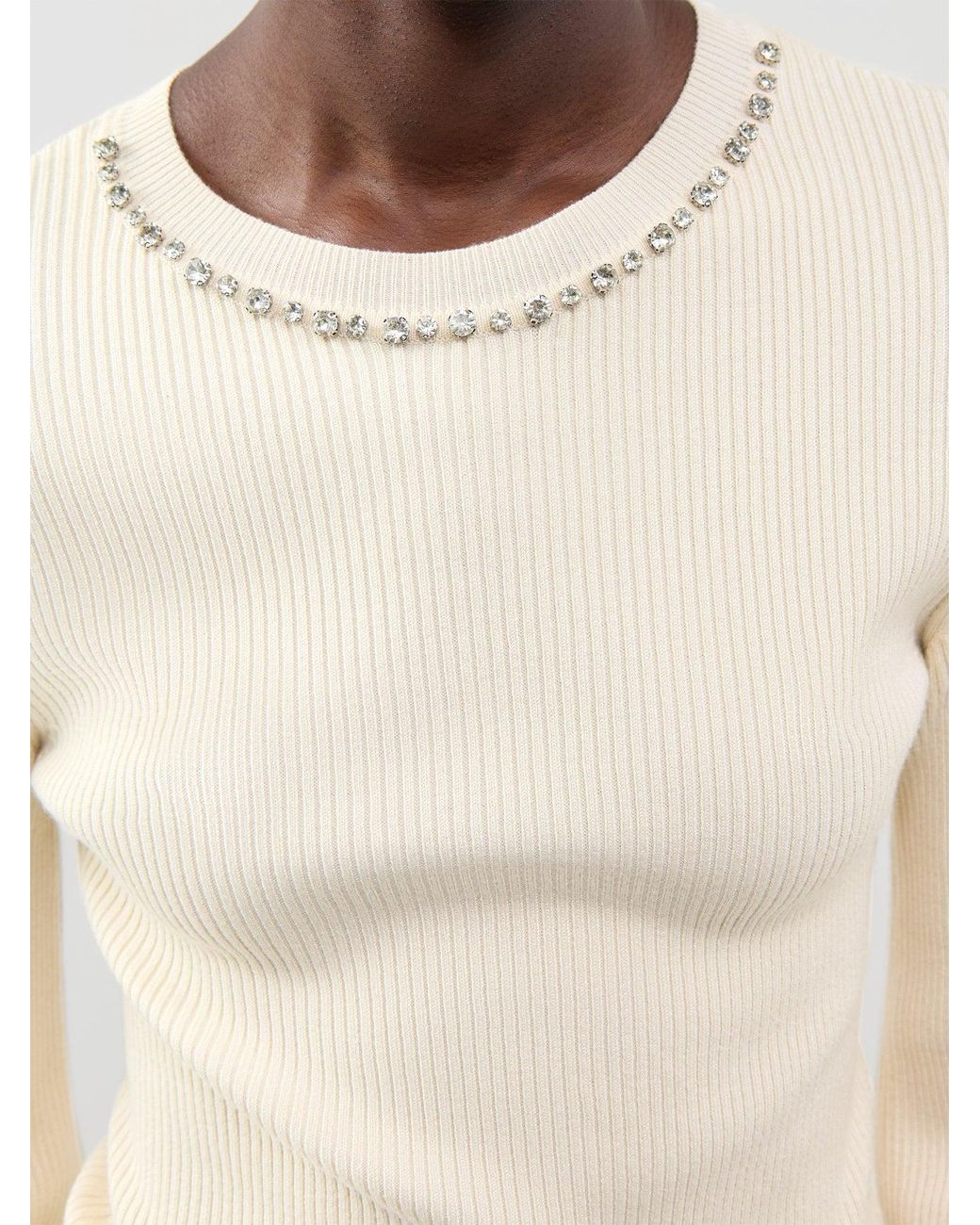ONLY White Natascha Bling Crew Neck Jumper Cream