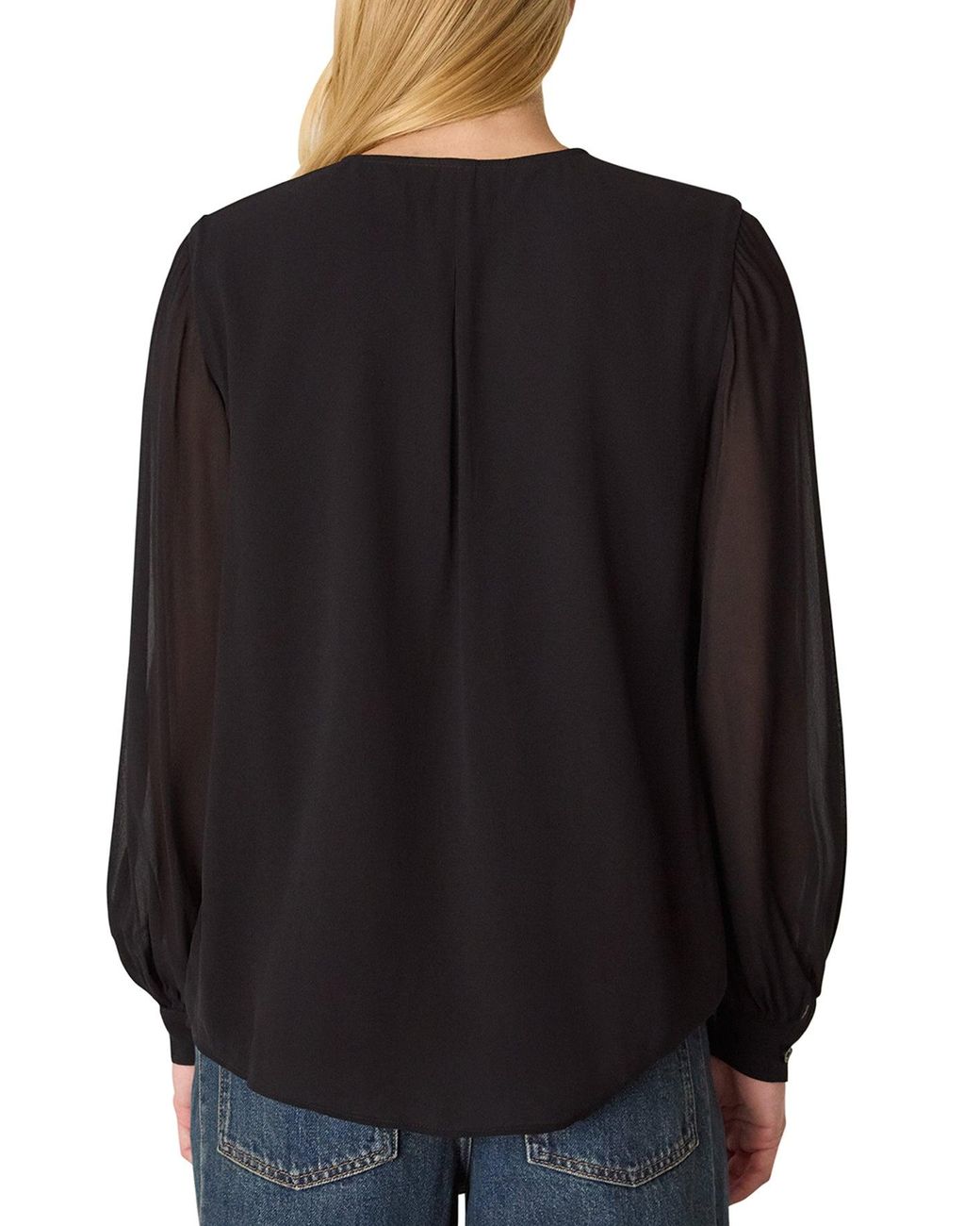 Whistles Black Sheer Frill Blouse