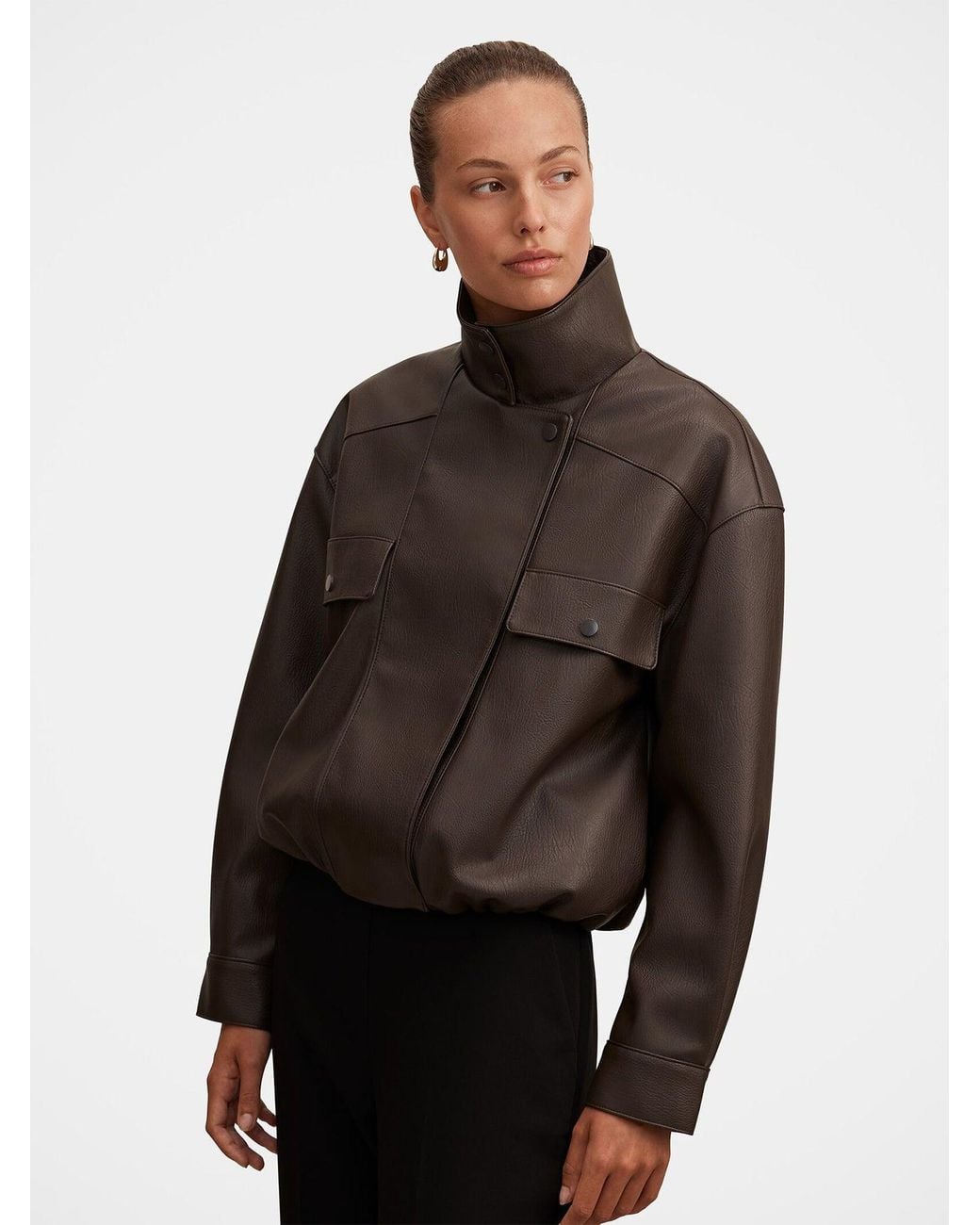 Forever New Brown Angela Oversized Vegan Bomber Jacket