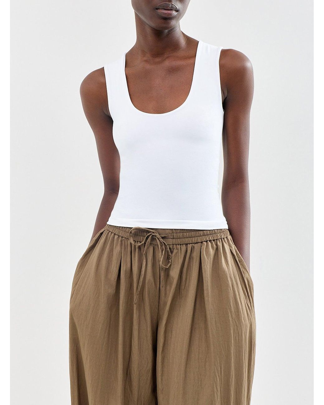 Free People White Clean Lines Muscle Cami