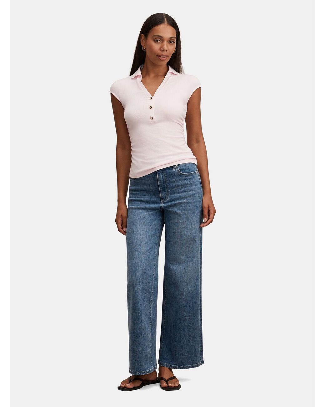 Forever New Pink Winnie Extended Shoulder Polo Top