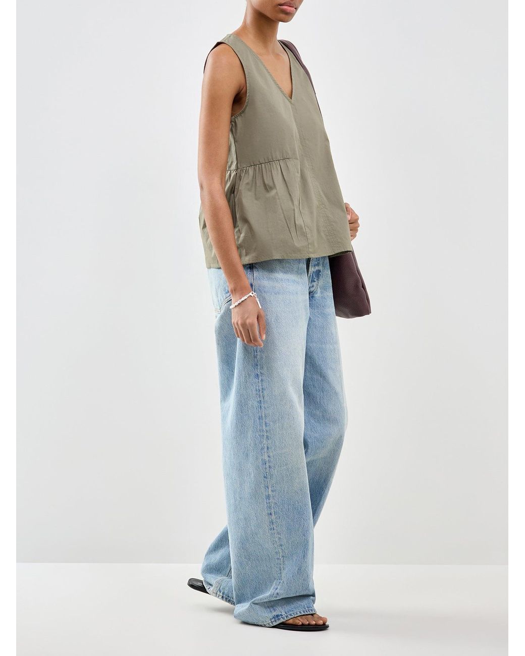 SELECTED Green Blair Sleeveless Peplum Top