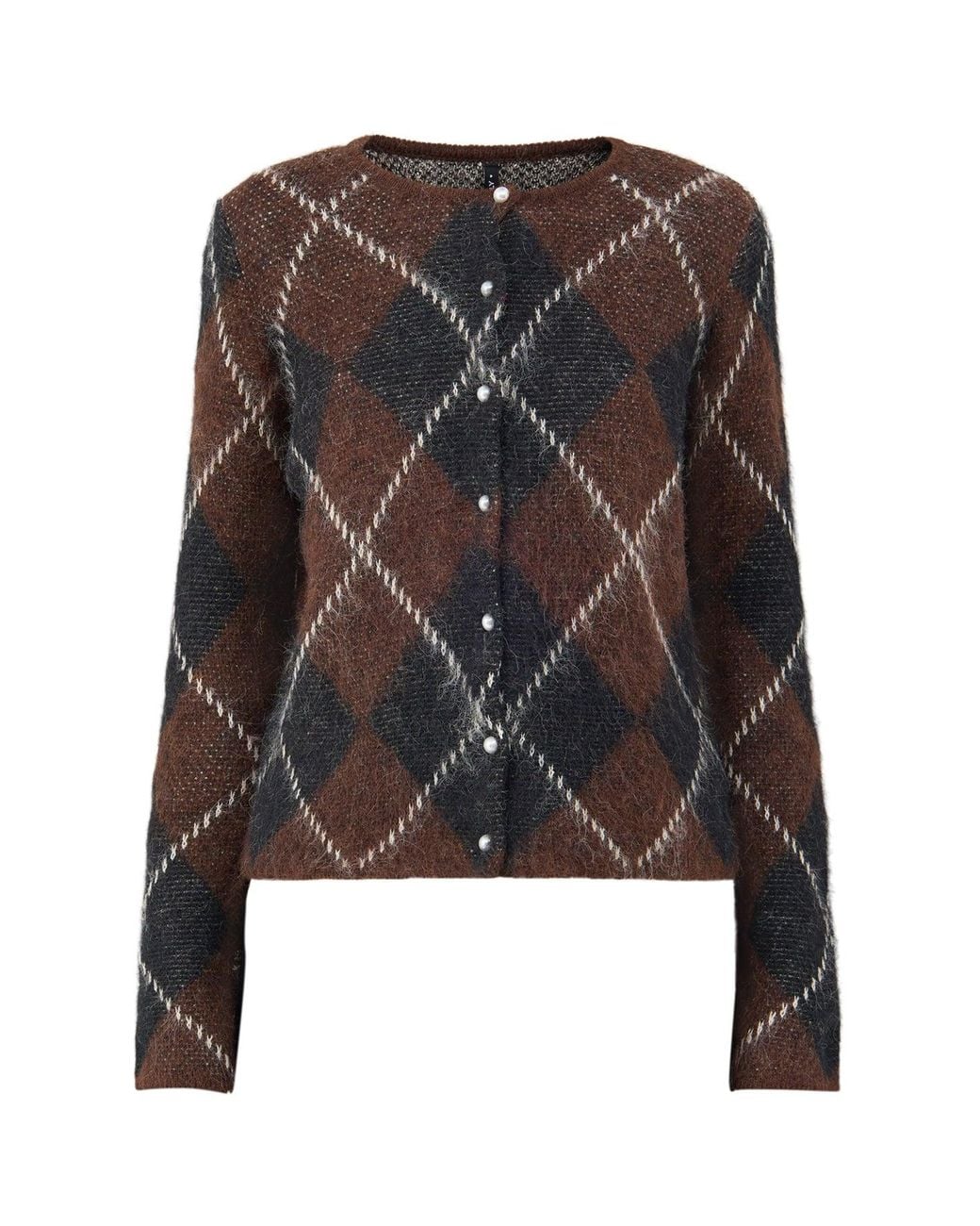 ONLY Black Blend Argyle Cardigan