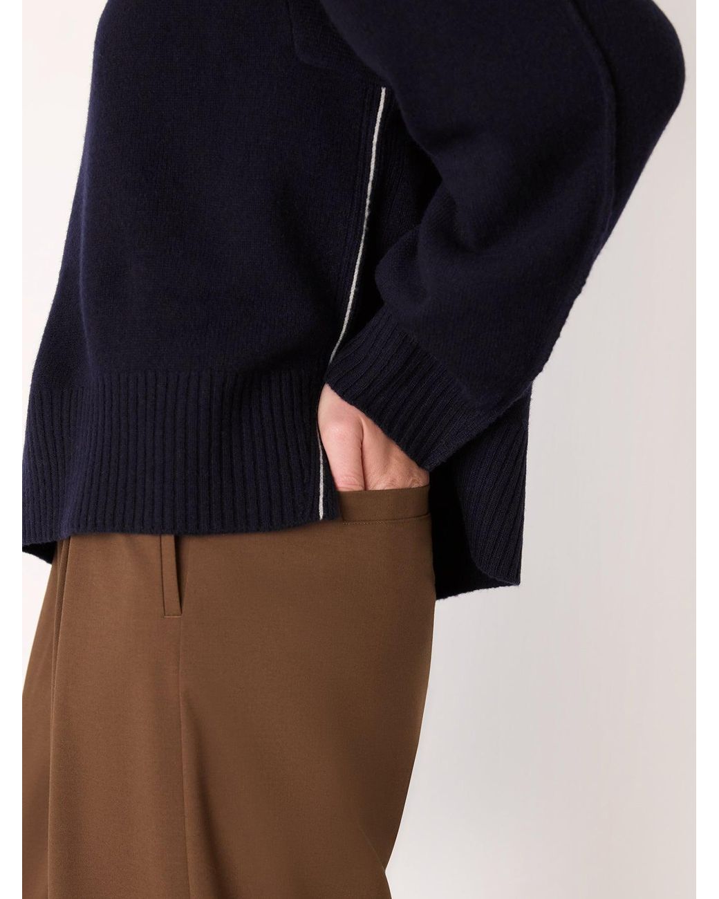 Whistles Blue Side Stripe Detail Knit