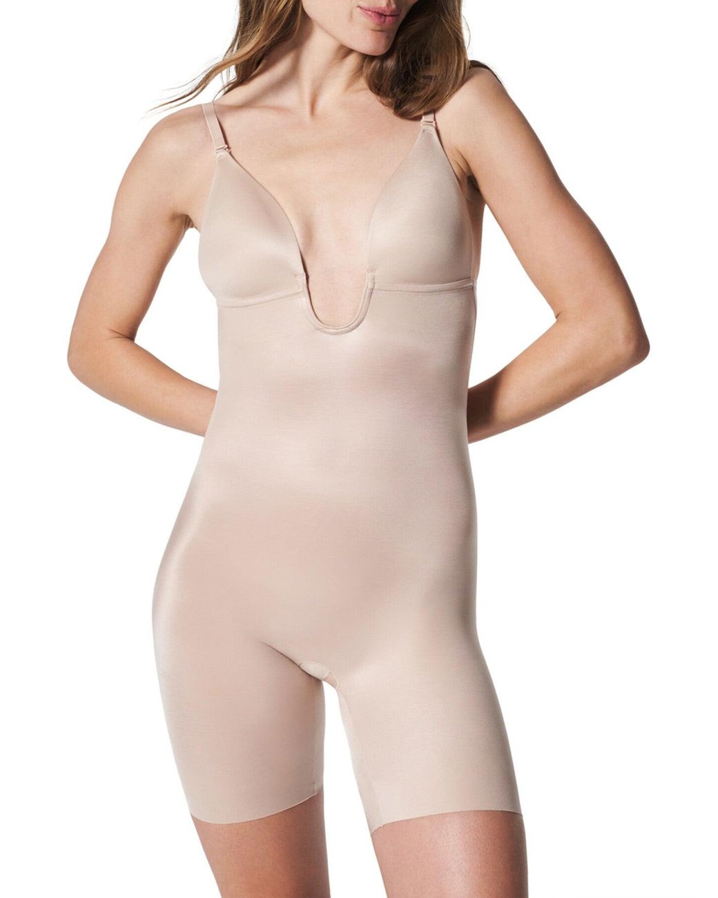 Spanx White Women's Plunge Low Back Bodysuit