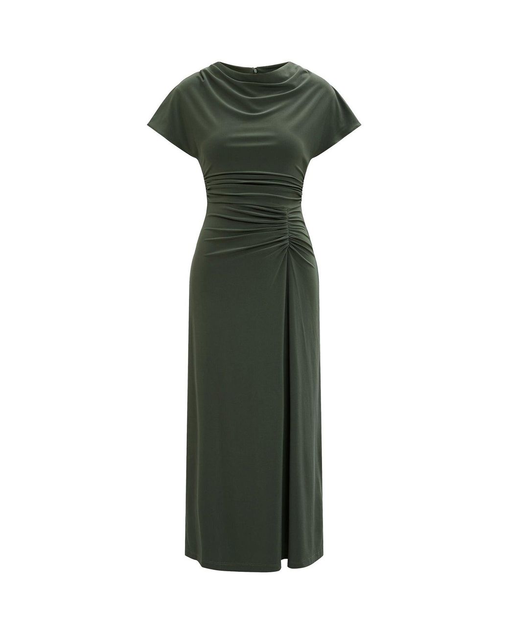 Forever New Green Tahnee Petite Ruched Waist Midi Dress