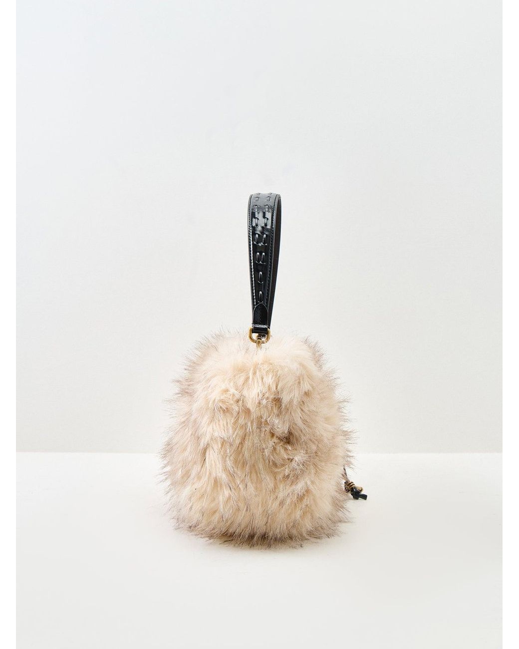Gianni Chiarini Natural Cleo And Faux-Fur Shoulder Bag Cream