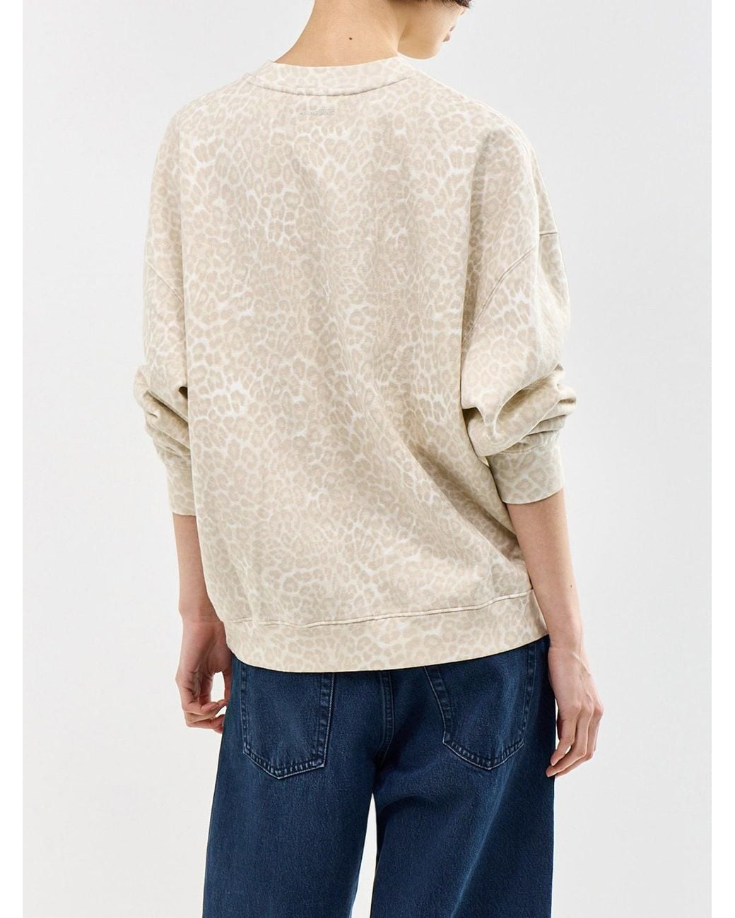 Anine Bing White Miles Leopard Sweatshirt Cream