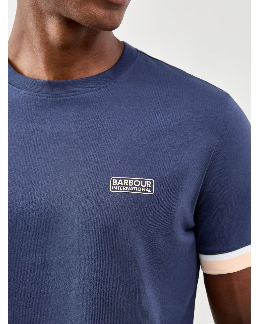Barbour Blue Deep Cuff Evan Tipped T-Shirt for men