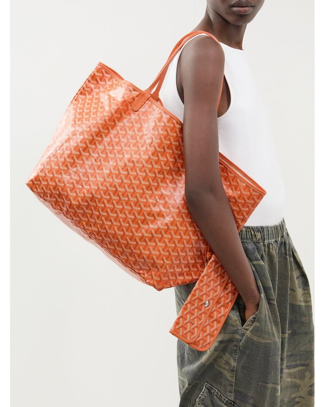Le Prix Orange Saint Louis Mm Goyardine Canvas Tote Bag –