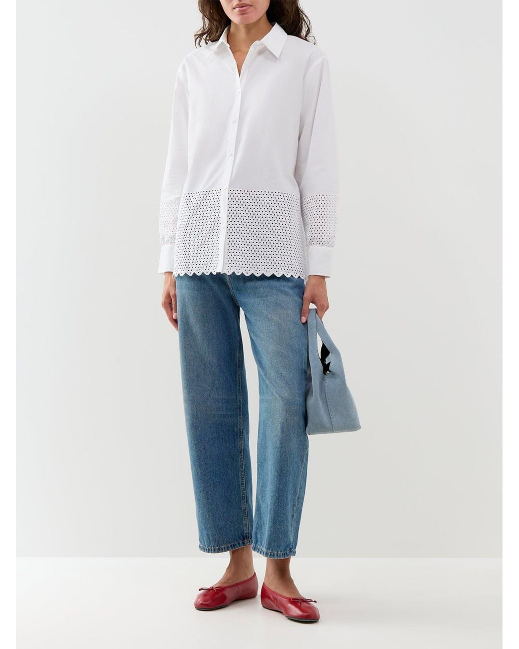 Soya Concept White Hakima 1 Perforated Detail Shirt