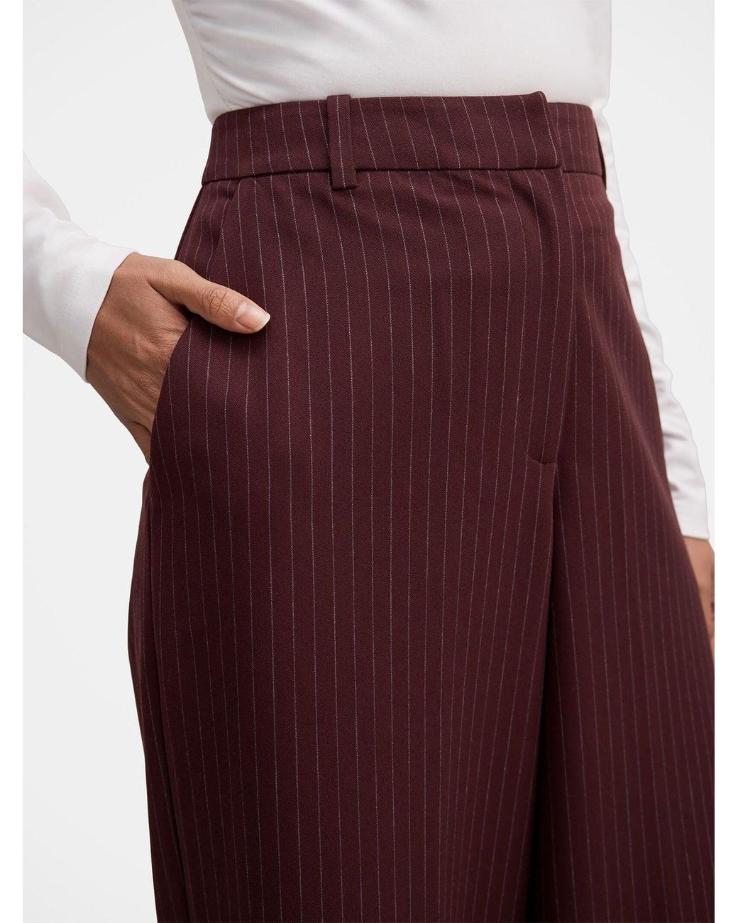 Forever New Purple Paloma Pinstriped Wide Leg Trousers