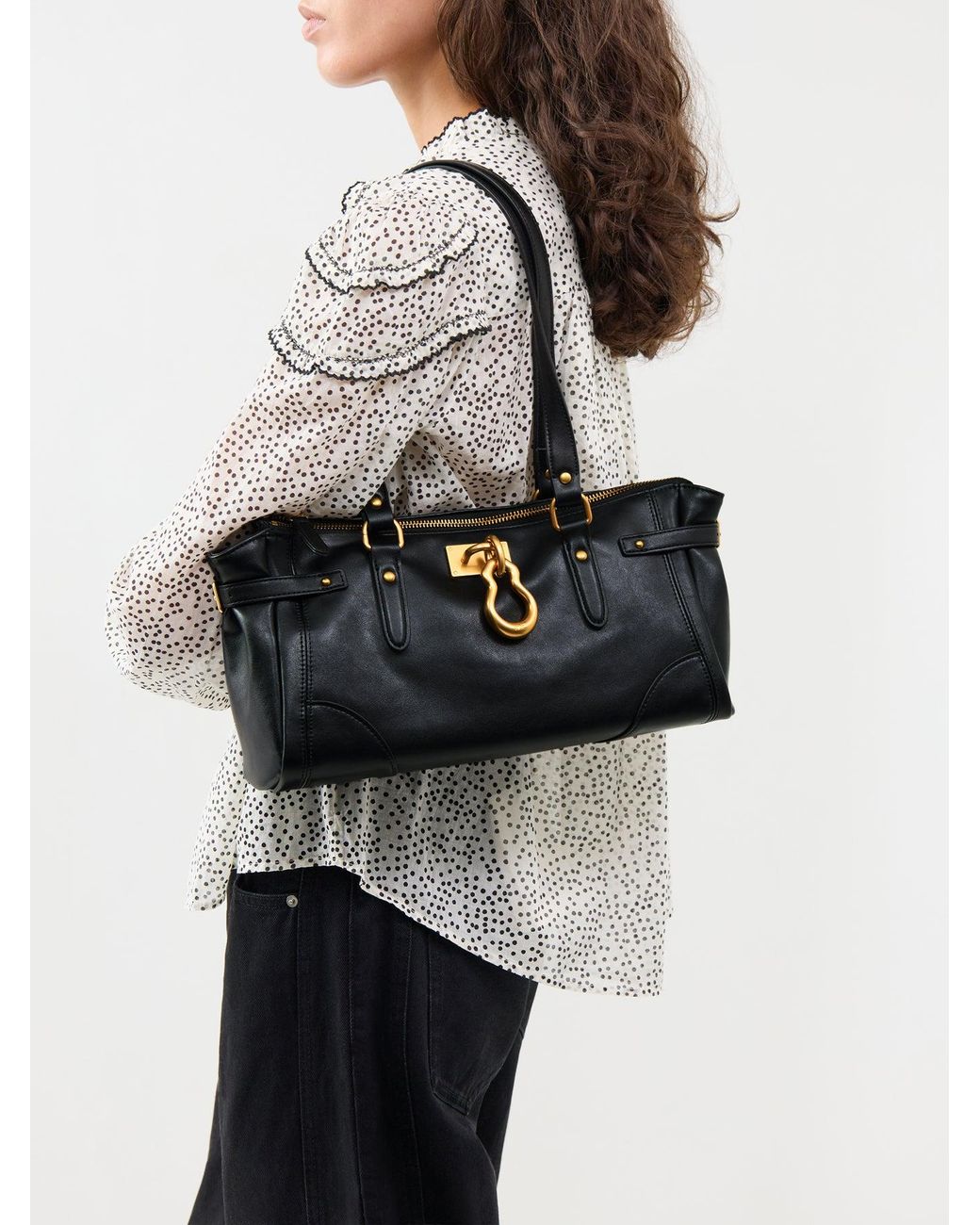 JW PEI Black Yvette Elongated Tote Bag