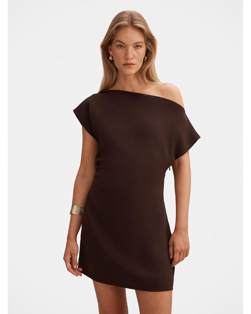 Forever New Brown Danielle Asymmetrical Mini Dress