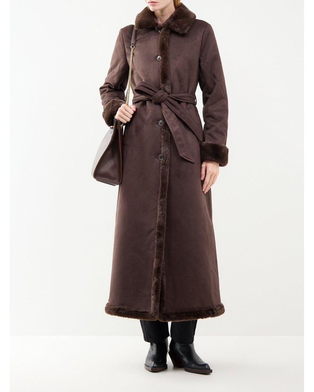 Ralph Lauren Brown Shea Unlined Faux Fur Coat