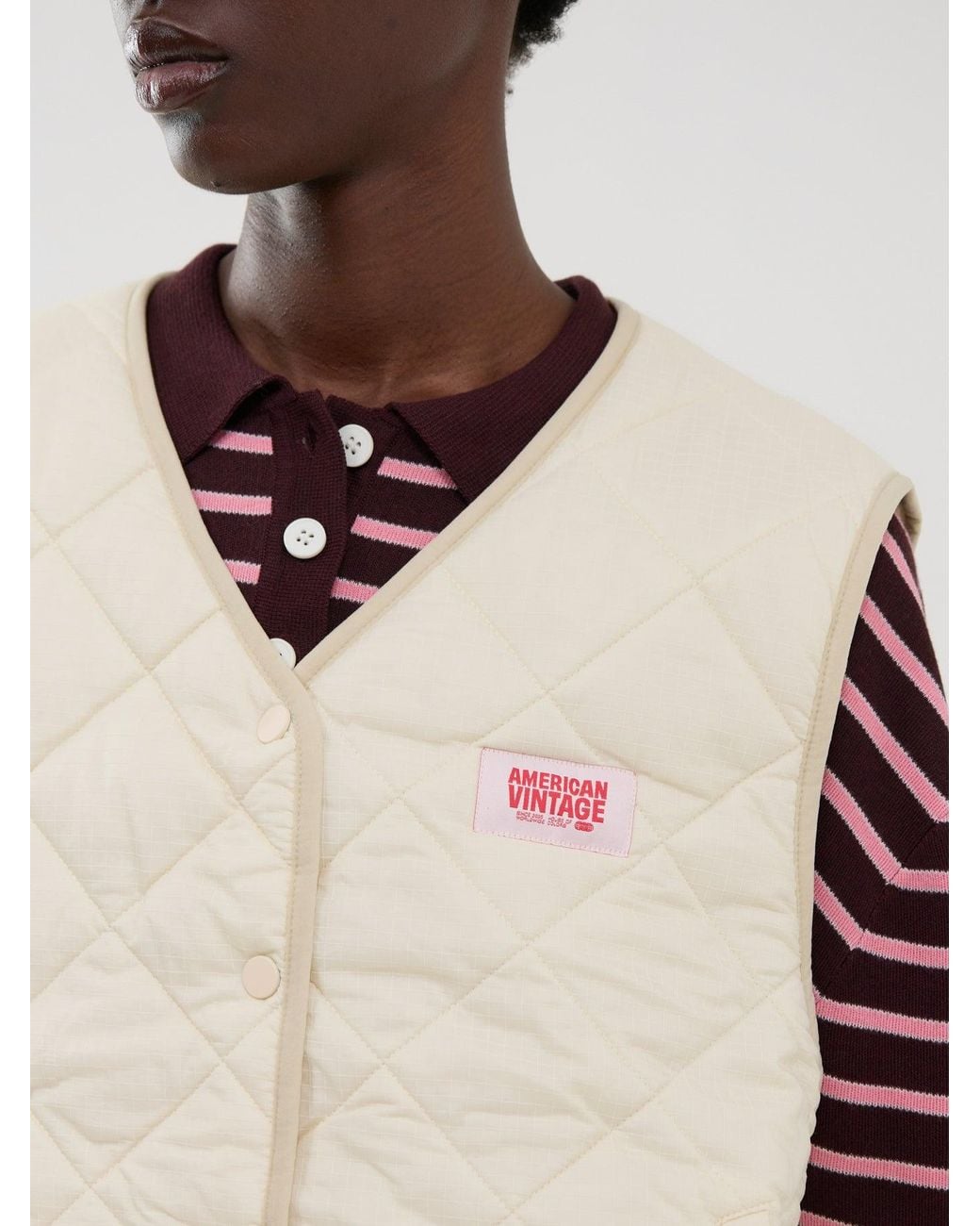 American Vintage White Yupi Quilted Vest