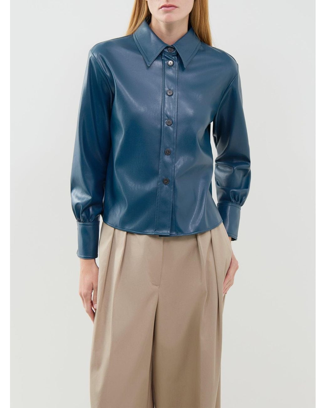 Marella Blue Albata Button-Neck Jacket