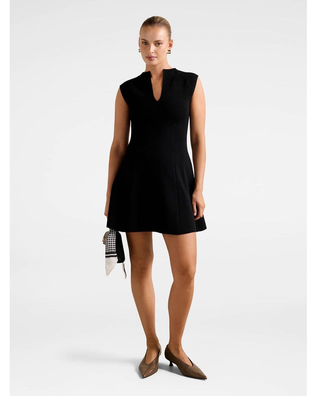 Forever New Black Katerina Crepe Knitted Mini Dress