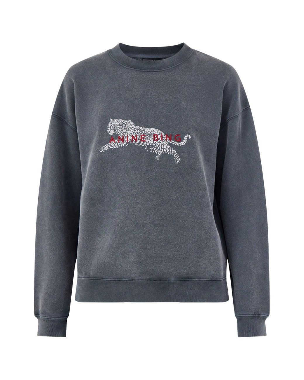 Anine Bing Blue Spencer Leopard Sweatshirt