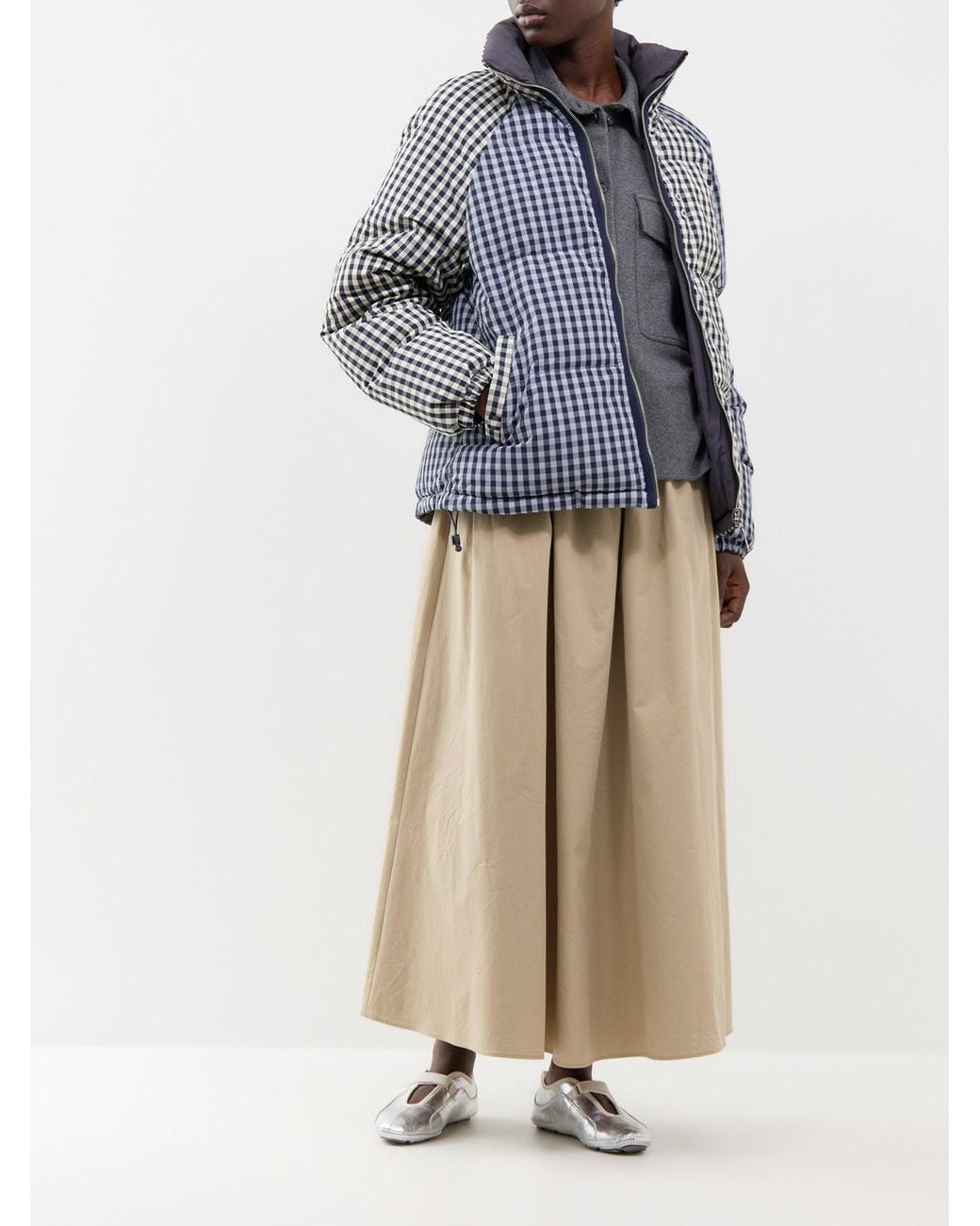 Damson Madder Blue Opal Reversible Gingham Puffer Jacket